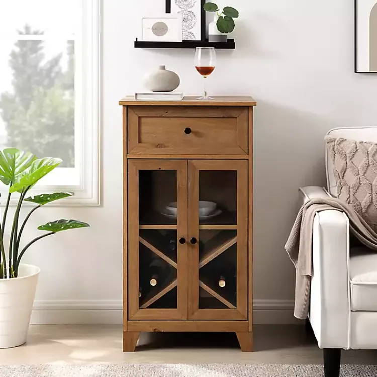 Kirklands Home English Oak Double Door Reeves Cabinet Brown Outlet