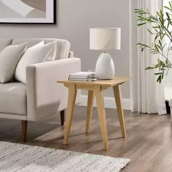 Kirklands Home English Oak Wood Minimalist Accent Table Tan Online