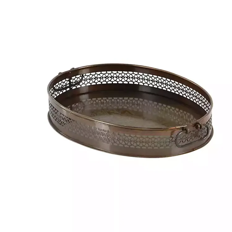 Decorative Trays>Kirklands Home Engraved Metal Mandala Trays, Set of 2 Brown
