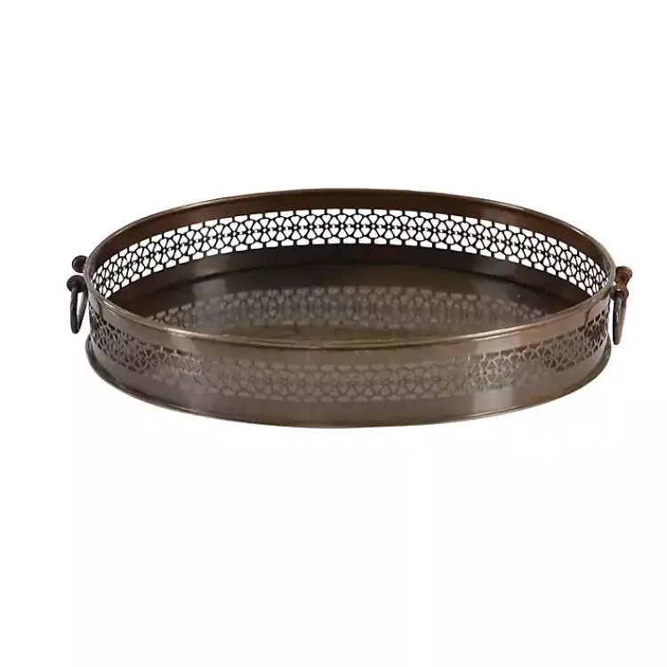 Decorative Trays>Kirklands Home Engraved Metal Mandala Trays, Set of 2 Brown