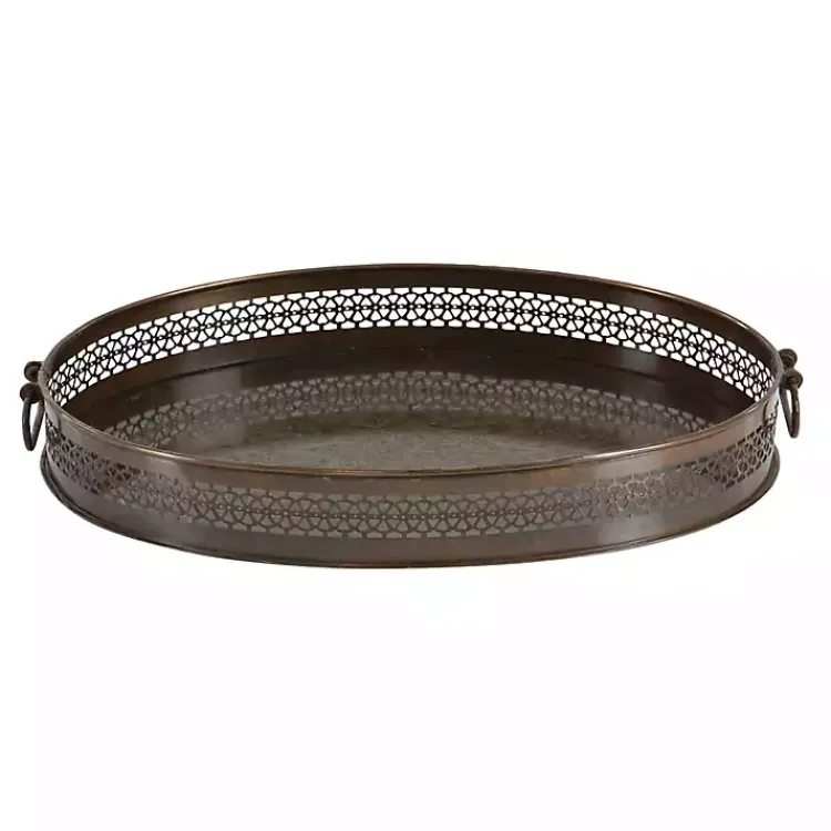 Decorative Trays>Kirklands Home Engraved Metal Mandala Trays, Set of 2 Brown