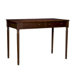 Kirklands Home Espresso Classic 2-Drawer Wood Desk Brown Clearance
