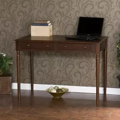 Kirklands Home Espresso Classic 2-Drawer Wood Desk Brown Clearance