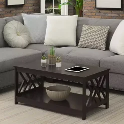 Kirklands Home Espresso Cut-Out Sides Coffee Table Brown Best