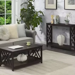 Kirklands Home Espresso Cut-Out Sides Coffee Table Brown Best