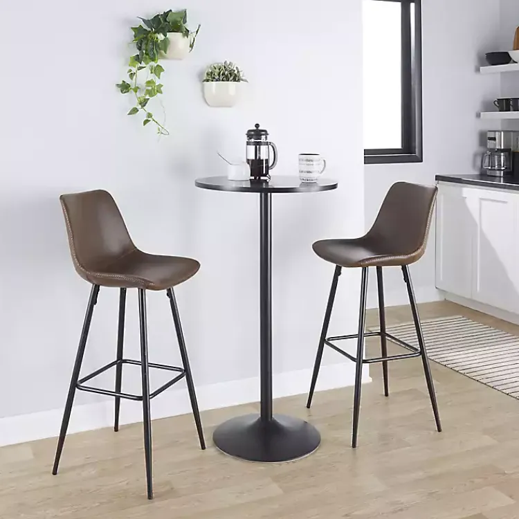 Kirklands Home Espresso Faux Leather Metal Bar Stools, Set of 2 Brown Sale