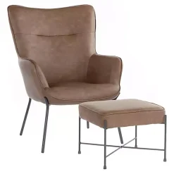 Kirklands Home Espresso Faux Leather 2-pc. Chair and Ottoman Set Brown Sale