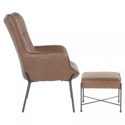 Kirklands Home Espresso Faux Leather 2-pc. Chair and Ottoman Set Brown Sale