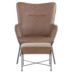 Kirklands Home Espresso Faux Leather 2-pc. Chair and Ottoman Set Brown Sale