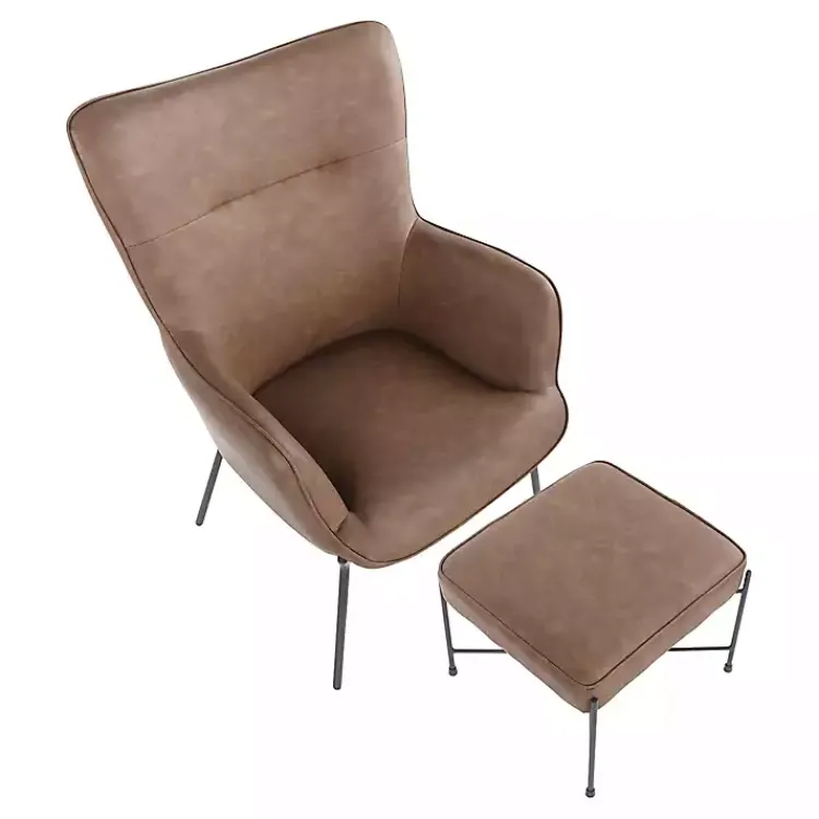 Kirklands Home Espresso Faux Leather 2-pc. Chair and Ottoman Set Brown Sale