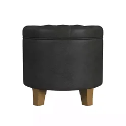 Kirklands Home Espresso Faux Leather Tufted Storage Ottoman Brown Online