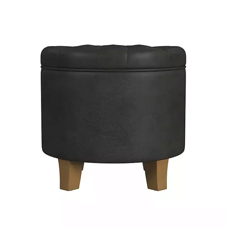Kirklands Home Espresso Faux Leather Tufted Storage Ottoman Brown Online