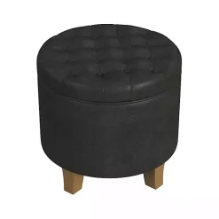 Kirklands Home Espresso Faux Leather Tufted Storage Ottoman Brown Online