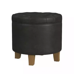 Kirklands Home Espresso Faux Leather Tufted Storage Ottoman Brown Online