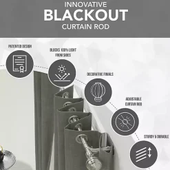 Kirklands Home Espresso Metal Blackout Finial Curtain Rod, 72 in.