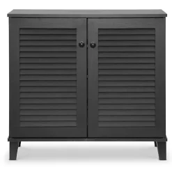 Kirklands Home Espresso Shutter Door Wooden Cabinet Discount
