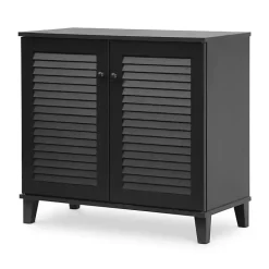 Kirklands Home Espresso Shutter Door Wooden Cabinet Discount