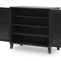 Kirklands Home Espresso Shutter Door Wooden Cabinet Discount