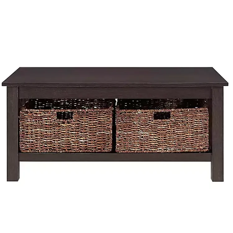 Kirklands Home Espresso Traditional Wooden Basket Coffee Table Brown
