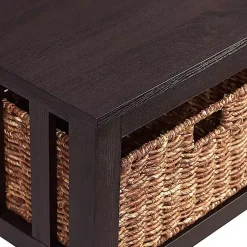 Kirklands Home Espresso Traditional Wooden Basket Coffee Table Brown