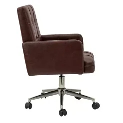 Kirklands Home Espresso Tufted Faux Leather Swivel Office Chair Brown Discount
