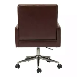 Kirklands Home Espresso Tufted Faux Leather Swivel Office Chair Brown Discount