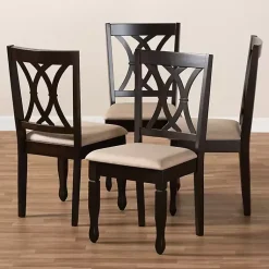 Kirklands Home Espresso Upholstered Reneau 4-pc. Dining Chair Set Tan Sale