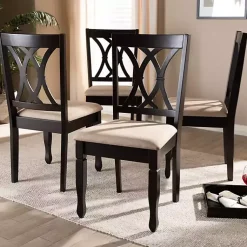 Kirklands Home Espresso Upholstered Reneau 4-pc. Dining Chair Set Tan Sale