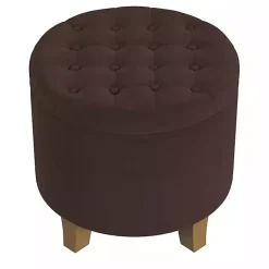 Kirklands Home Espresso Velvet Tufted Storage Ottoman Brown Best