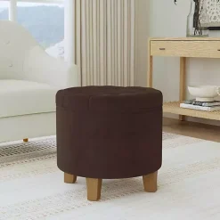 Kirklands Home Espresso Velvet Tufted Storage Ottoman Brown Best