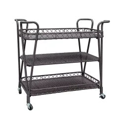 Kirklands Home Espresso Wicker Resin Serving Cart Brown Outlet
