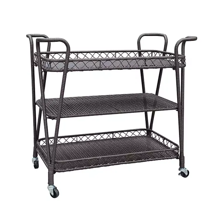 Kirklands Home Espresso Wicker Resin Serving Cart Brown Outlet