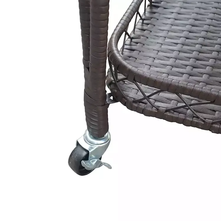 Kirklands Home Espresso Wicker Resin Serving Cart Brown Outlet