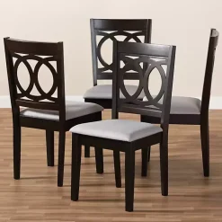 Kirklands Home Espresso Wood Lenoir Dining Chairs, Set of 4 Gray Clearance