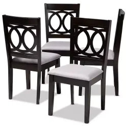 Kirklands Home Espresso Wood Lenoir Dining Chairs, Set of 4 Gray Clearance