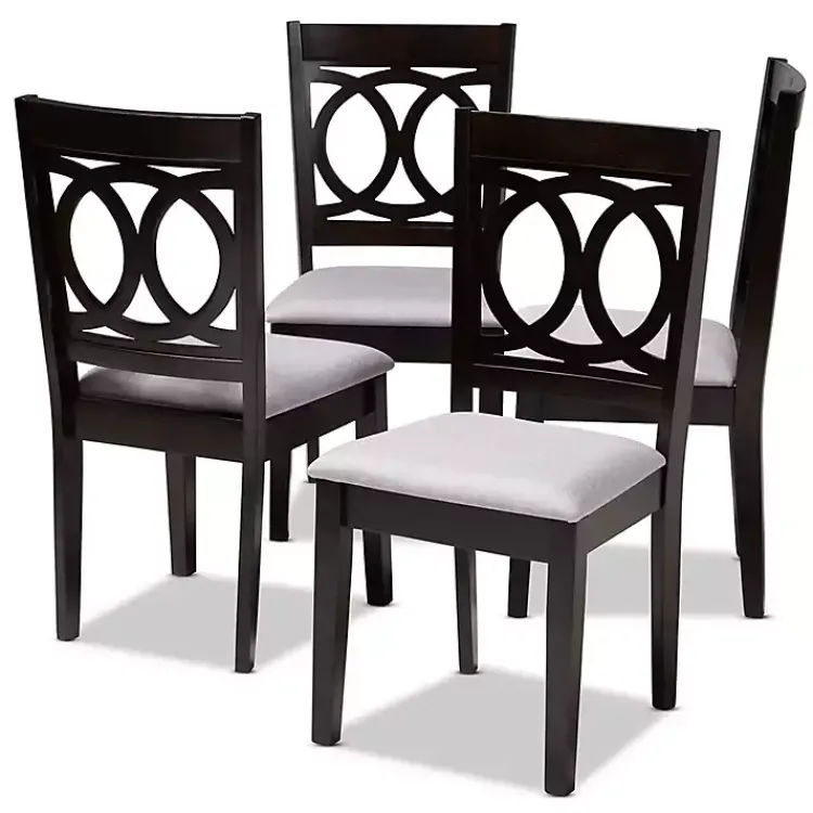 Kirklands Home Espresso Wood Lenoir Dining Chairs, Set of 4 Gray Clearance