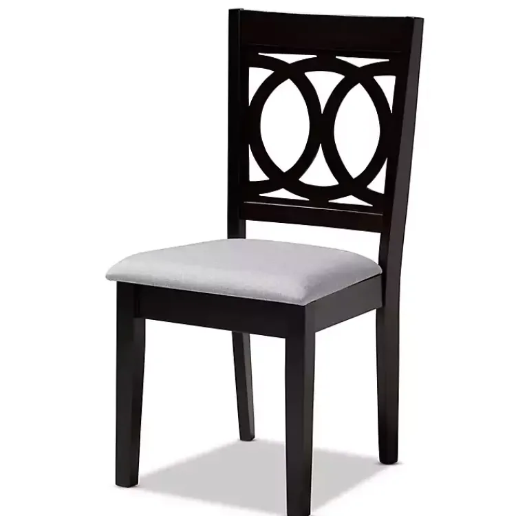 Kirklands Home Espresso Wood Lenoir Dining Chairs, Set of 4 Gray Clearance