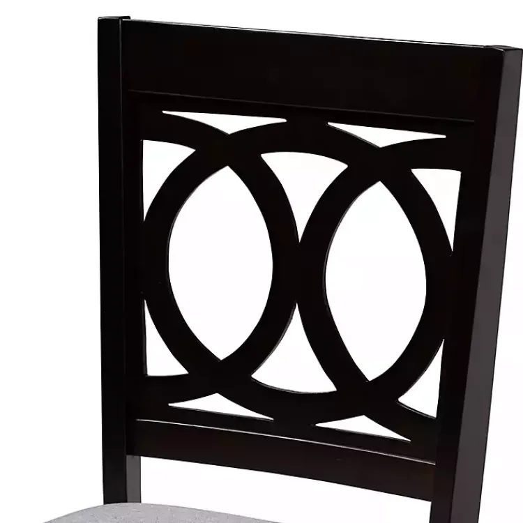 Kirklands Home Espresso Wood Lenoir Dining Chairs, Set of 4 Gray Clearance