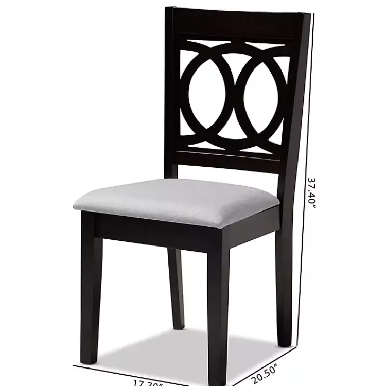 Kirklands Home Espresso Wood Lenoir Dining Chairs, Set of 4 Gray Clearance