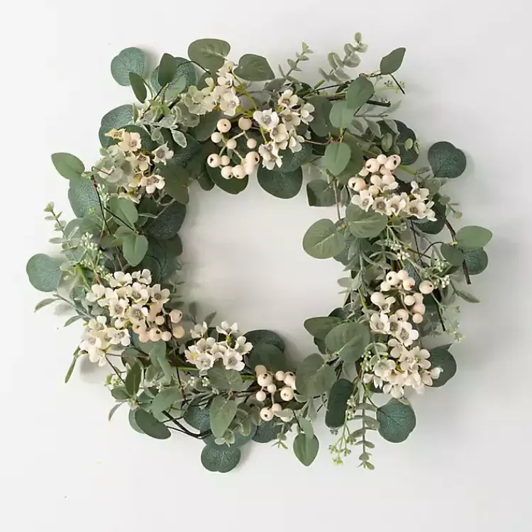 Wreaths>Kirklands Home Eucalyptus and Wax Flower Wreath