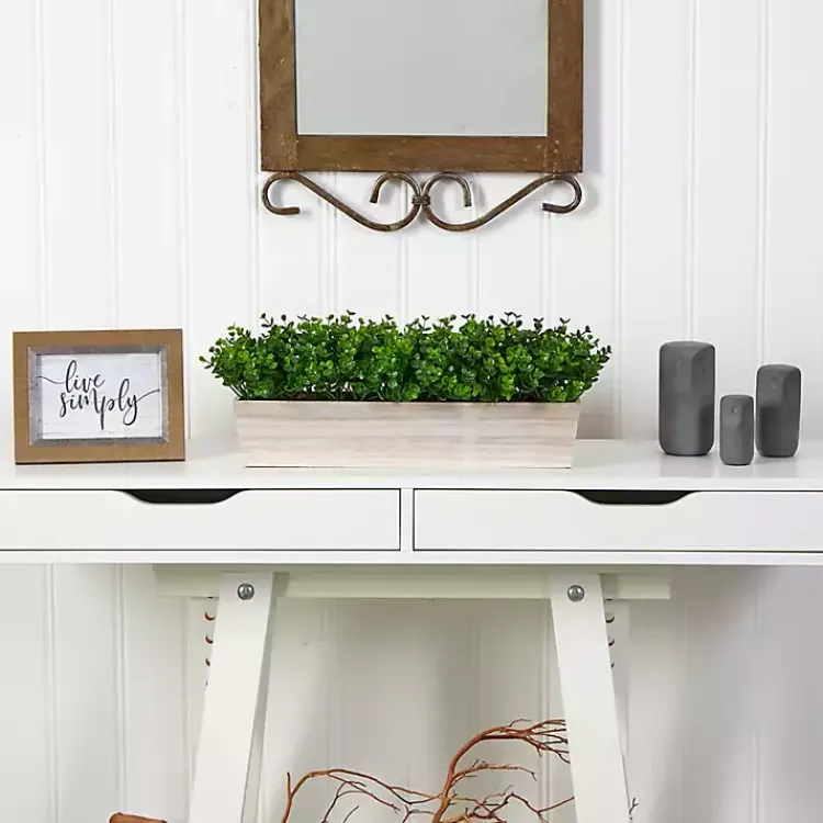 Arrangements & Greenery>Kirklands Home Eucalyptus Arrangement in Wide Wooden Planter