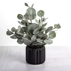 Arrangements & Greenery>Kirklands Home Eucalyptus Arrangement in Black Planter