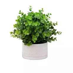 Arrangements & Greenery>Kirklands Home Eucalyptus Arrangement in White Decorative Pot Green