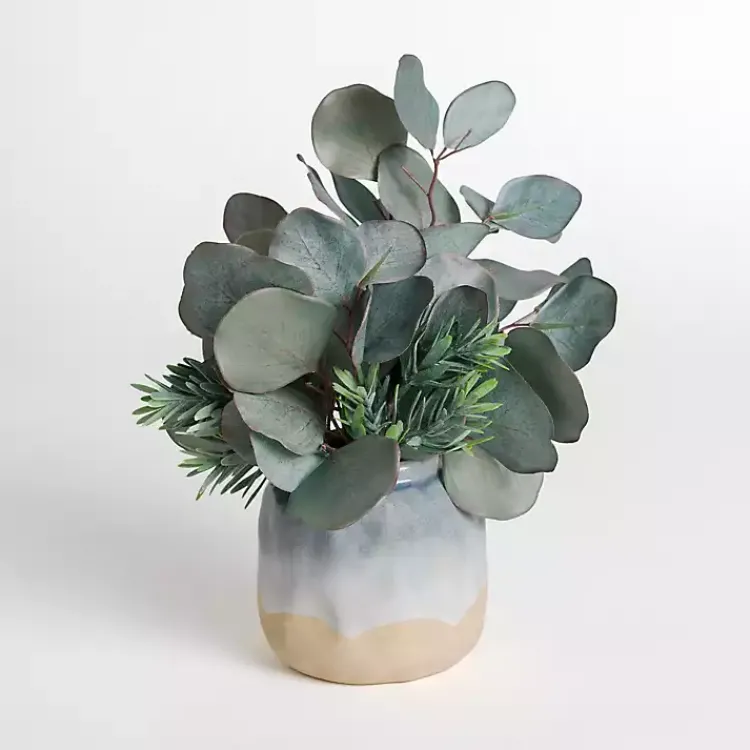 Arrangements & Greenery>Kirklands Home Eucalyptus Arrangement in Ombre Vase Green