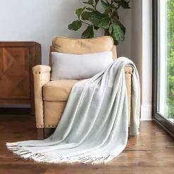 Blankets & Throws>Kirklands Home Eucalyptus Herringbone Throw with Fringe Green