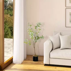 Trees & Topiaries>Kirklands Home Eucalyptus Tree in Black Pot, 4 ft.