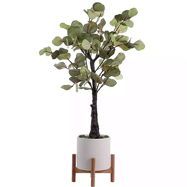 Trees & Topiaries>Kirklands Home Eucalyptus Tree in Pot on Stand