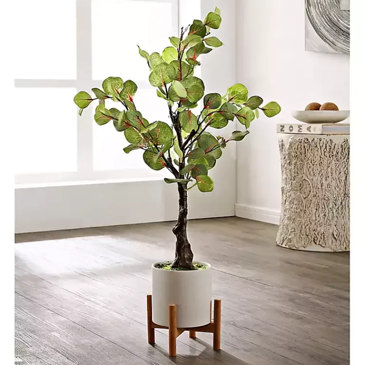 Trees & Topiaries>Kirklands Home Eucalyptus Tree in Pot on Stand