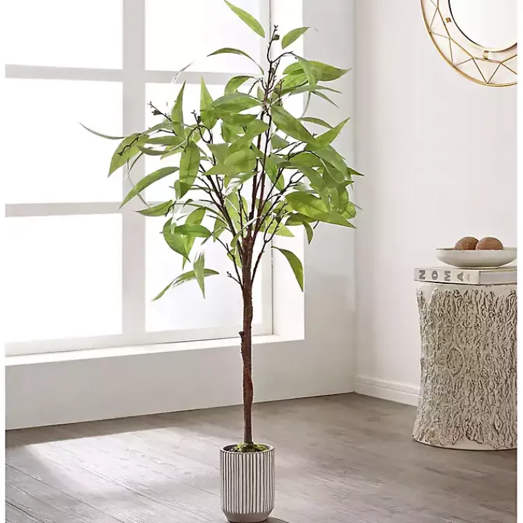 Trees & Topiaries>Kirklands Home Eucalyptus Tree in Stripped Pot