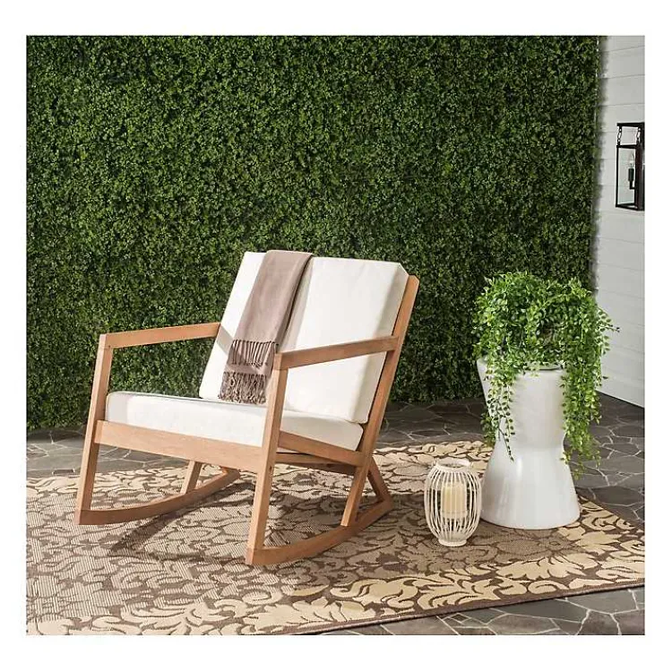 Kirklands Home Eucalyptus Wood with Beige Cushion Rocking Chair Ivory Discount